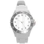 Vertical Stripes - White and White Smoke Round Plastic Sport Watch (L)