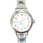 Vertical Stripes - White and White Smoke Round Italian Charm Watch