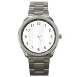 Vertical Stripes - White and White Smoke Sport Metal Watch