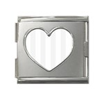 Vertical Stripes - White and White Smoke Mega Link Heart Italian Charm (18mm)