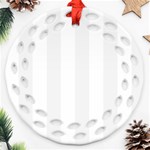 Vertical Stripes - White and White Smoke Round Filigree Ornament (Two Sides)
