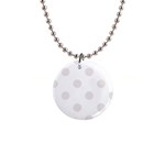 Polka Dots - Pastel Pink on White 1  Button Necklace