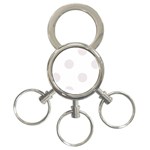 Polka Dots - Pastel Pink on White 3-Ring Key Chain