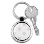 Polka Dots - Pastel Pink on White Key Chain (Round)