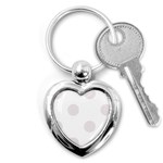 Polka Dots - Pastel Pink on White Key Chain (Heart)