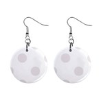 Polka Dots - Pastel Pink on White 1  Button Earrings