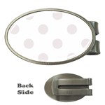Polka Dots - Pastel Pink on White Money Clip (Oval)