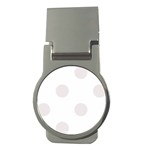 Polka Dots - Pastel Pink on White Money Clip (Round)