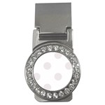 Polka Dots - Pastel Pink on White Money Clip (CZ)