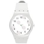 Polka Dots - Pastel Pink on White Round Plastic Sport Watch (M)