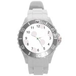 Polka Dots - Pastel Pink on White Round Plastic Sport Watch (L)