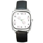 Polka Dots - Pastel Pink on White Square Metal Watch