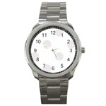 Polka Dots - Pastel Pink on White Sport Metal Watch