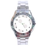 Polka Dots - Pastel Pink on White Stainless Steel Analogue Watch