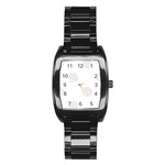 Polka Dots - Pastel Pink on White Stainless Steel Barrel Watch