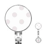 Polka Dots - Pastel Pink on White Stainless Steel Nurses Watch