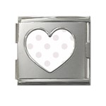 Polka Dots - Pastel Pink on White Mega Link Heart Italian Charm (18mm)