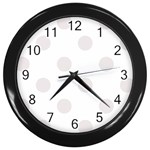 Polka Dots - Pastel Pink on White Wall Clock (Black)