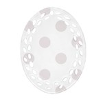 Polka Dots - Pastel Pink on White Oval Filigree Ornament (Two Sides)
