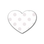 Polka Dots - Pastel Pink on White Rubber Coaster (Heart)