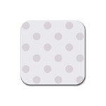 Polka Dots - Pastel Pink on White Rubber Coaster (Square)