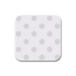 Polka Dots - Pastel Pink on White Rubber Square Coaster (4 pack)