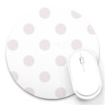 Polka Dots - Pastel Pink on White Round Mousepad