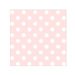 Polka Dots - White on Misty Rose Pink Small Satin Scarf  (Square)