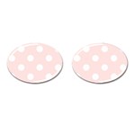 Polka Dots - White on Misty Rose Pink Cufflinks (Oval)