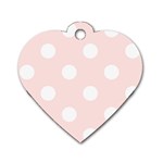 Polka Dots - White on Misty Rose Pink Dog Tag Heart (Two Sides)