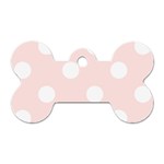 Polka Dots - White on Misty Rose Pink Dog Tag Bone (Two Sides)