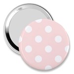 Polka Dots - White on Misty Rose Pink 3  Handbag Mirror