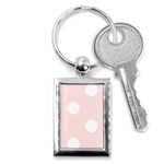 Polka Dots - White on Misty Rose Pink Key Chain (Rectangle)