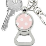 Polka Dots - White on Misty Rose Pink Bottle Opener Key Chain