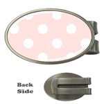 Polka Dots - White on Misty Rose Pink Money Clip (Oval)