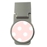Polka Dots - White on Misty Rose Pink Money Clip (Round)