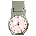 Polka Dots - White on Misty Rose Pink Money Clip Watch