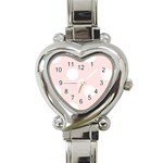 Polka Dots - White on Misty Rose Pink Heart Italian Charm Watch