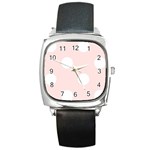 Polka Dots - White on Misty Rose Pink Square Metal Watch