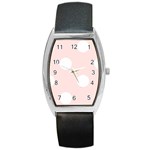 Polka Dots - White on Misty Rose Pink Barrel Style Metal Watch