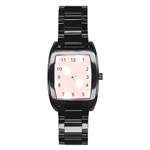 Polka Dots - White on Misty Rose Pink Stainless Steel Barrel Watch