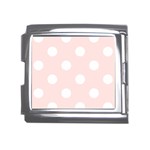 Polka Dots - White on Misty Rose Pink Mega Link Italian Charm (18mm)