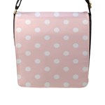 Polka Dots - White on Misty Rose Pink Flap Closure Messenger Bag (L)
