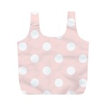 Polka Dots - White on Misty Rose Pink Full Print Recycle Bag (M)