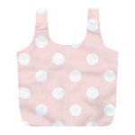 Polka Dots - White on Misty Rose Pink Full Print Recycle Bag (L)