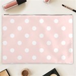 Polka Dots - White on Misty Rose Pink Cosmetic Bag (XXL)