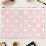 Polka Dots - White on Misty Rose Pink Cosmetic Bag (XXXL)