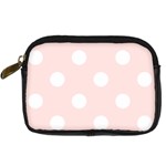 Polka Dots - White on Misty Rose Pink Digital Camera Leather Case