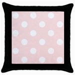 Polka Dots - White on Misty Rose Pink Throw Pillow Case (Black)