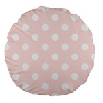 Polka Dots - White on Misty Rose Pink Large 18  Premium Round Cushion